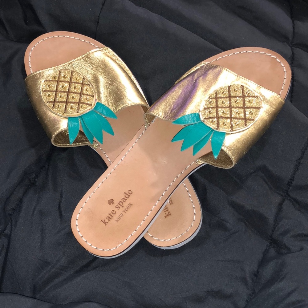 Kate Spade New York Women's Slide Sandal Pineapple Gold Size 8.5